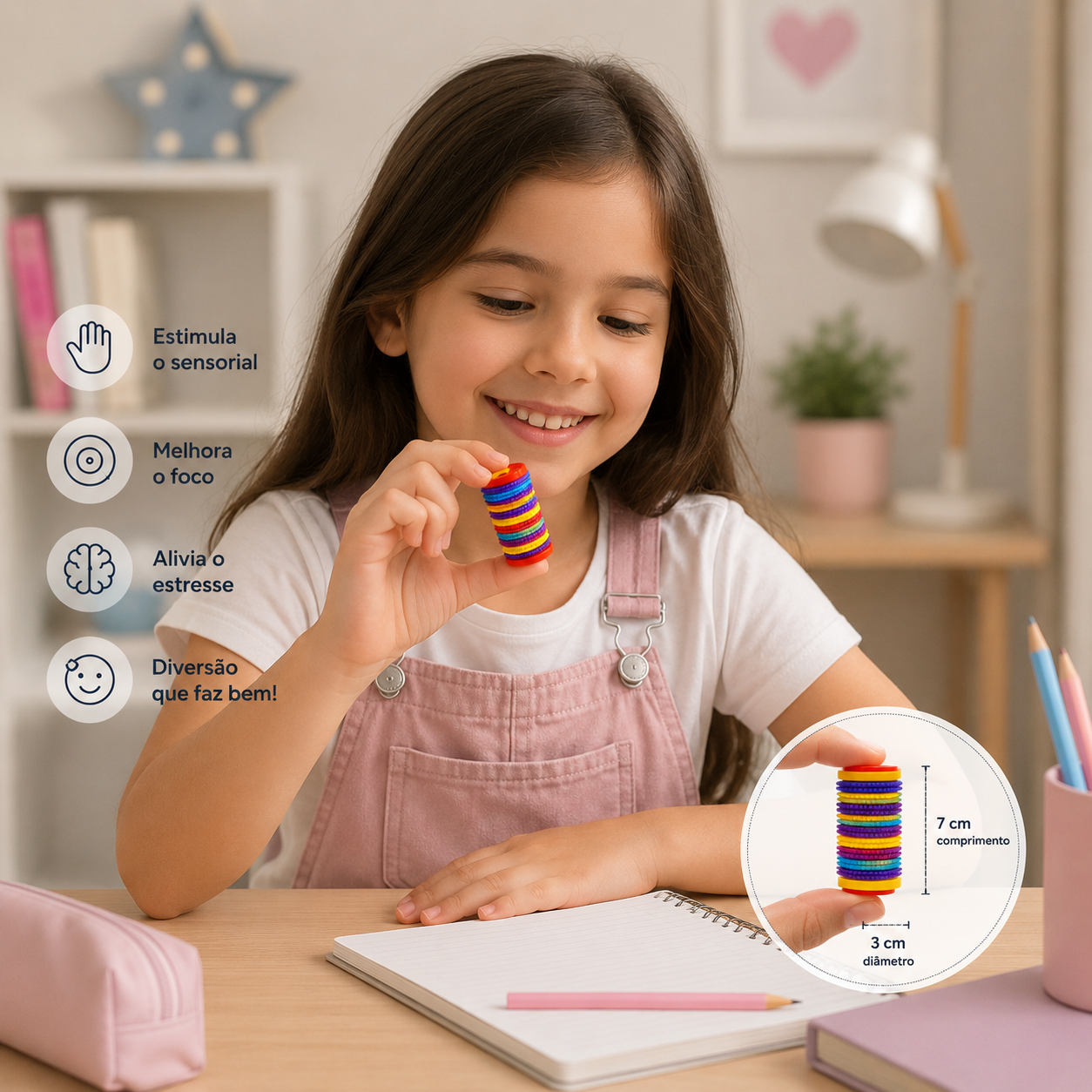 Rolo Sensorial Fidget 3D – Relaxamento e Foco