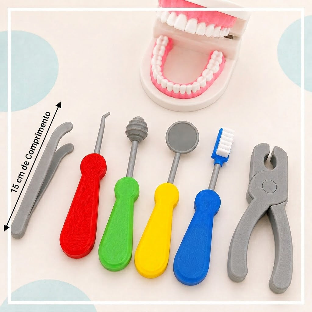 Kit Dentista Infantil Brinquedo Educativo com Arcada Dentária
