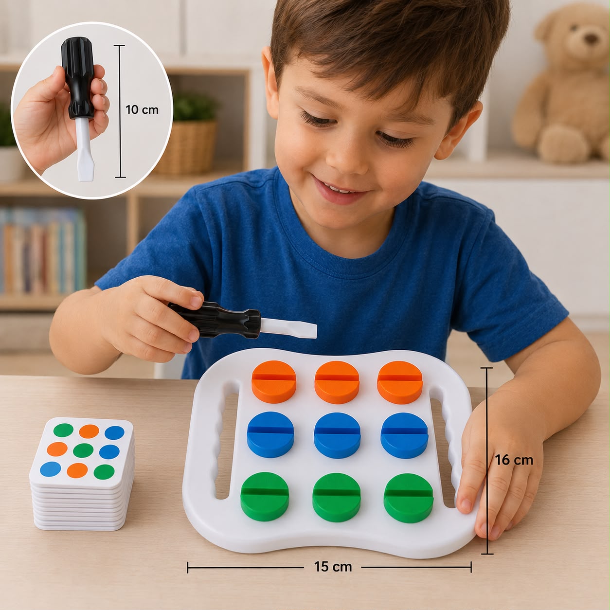 MiniParafuso Criativo: Tabuleiro Didático de Cores e Encaixe