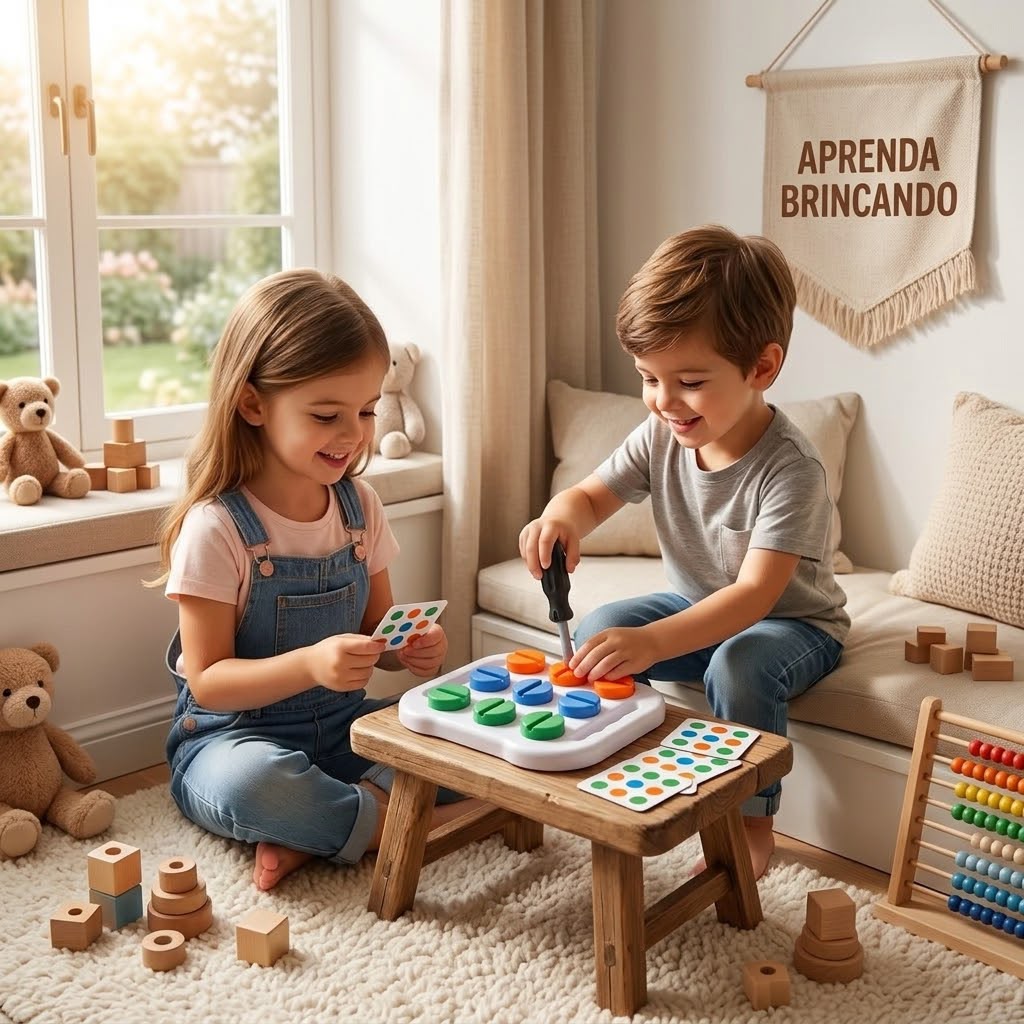MiniParafuso Criativo: Tabuleiro Didático de Cores e Encaixe