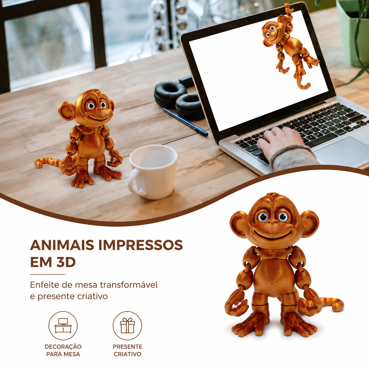 Macaquinho Flex Kids – Brinquedo Sensorial Articulado 3D