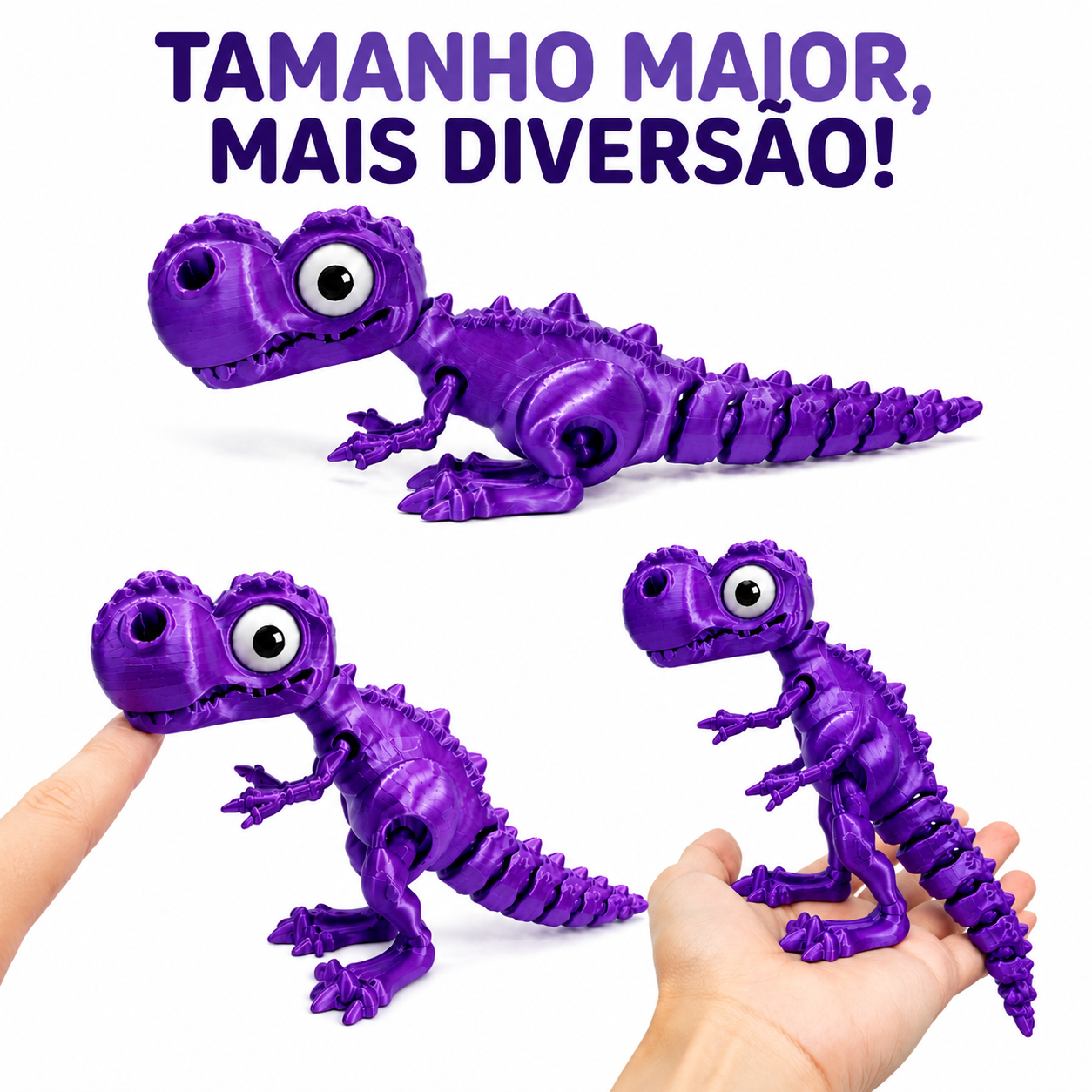 DinoCroc 3D – Dinossauro Sensorial Articulado Flexível