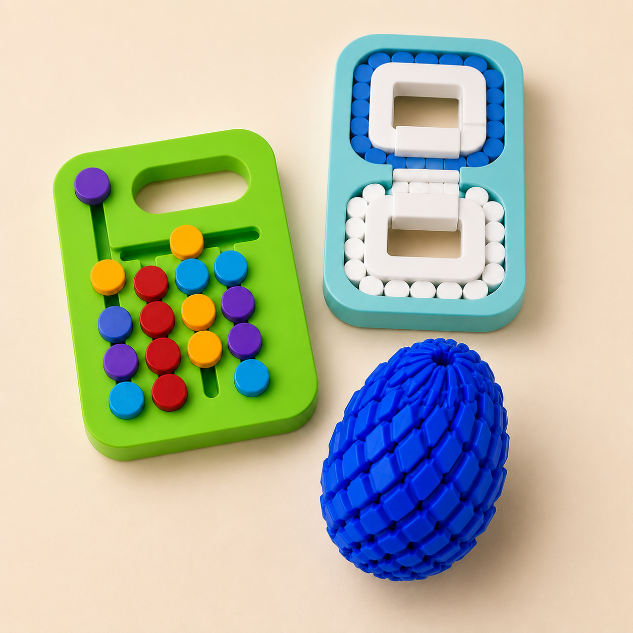 Kit Sensorial 3D Educativo – Plaquinhas de Coordenação e Ovo Tátil (Desenvolvimento Infantil)